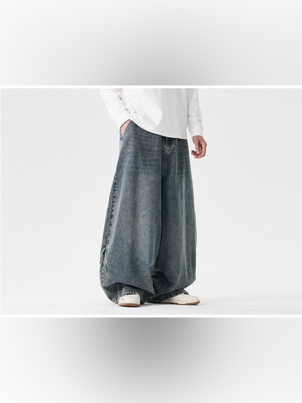 Men's Loose Fit Denim‎ Harem Casual Baggy Tapered Jeans with Drawstring 32-34